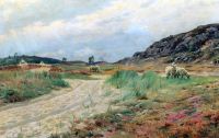 Monsted Peder Landschaft von Bornholm mit weidenden Schafen 1921