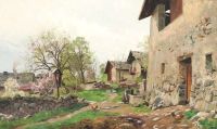 Monsted Peder Landscape From South Tyrol Italy With A Woman At The Well 1913 canvas print