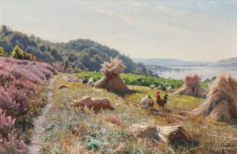 Monsted Peder Landscape Near Sokilde With Hens In A Cornfield 1930 canvas print