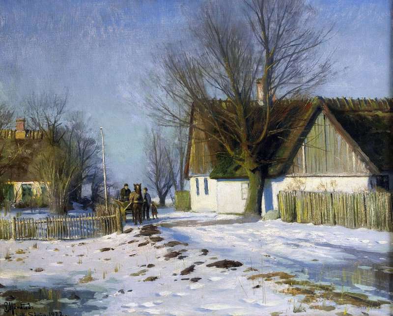 Monsted Peder Lilla Sorup   Soligt Vinterlandskap Med Hast Och Vagn 1922 canvas print