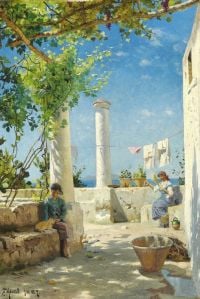 Monsted Peder Mother And Child In A Loggia Capri 1889