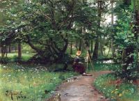 Monsted Peder Painting Off A Path Near A River 1888