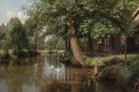 Monsted Peder Punting On The River 1914 canvas print