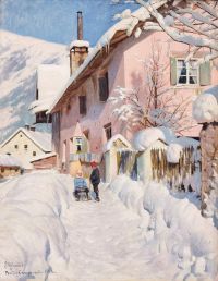 Monsted Peder Sleigh Ride In The Alps 1916 canvas print
