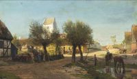 Monsted Peder Summer Afternoon In Aarhuus Village 1882