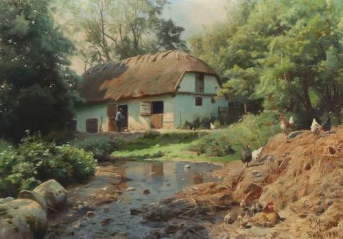 Monsted Peder Summer At A River By A Farm 1931 canvas print