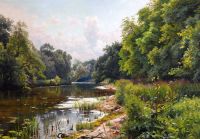 Monsted Peder Summer Day By The River 1910 canvas print