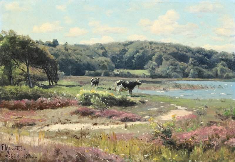 Monsted Peder Summerlandscape With Cows Grazing 1930 canvas print