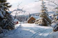 Monsted Peder Sunlit Winter Landscape 1