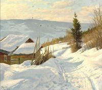 Monsted Peder Sunny Winter Day In Norway 1919 canvas print