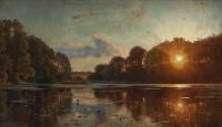 Monsted Peder Sunset Over A Lake 1897 canvas print