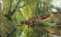 Monsted Peder The Beeches Are Reflected In A Stream In The Forest 1896 canvas print