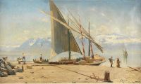 Monsted Peder Unloading Stone From A Barge At Ouchy Lac Leman 1887