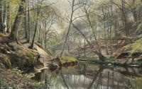 Monsted Peder View From A Forest With A Stream Spring canvas print