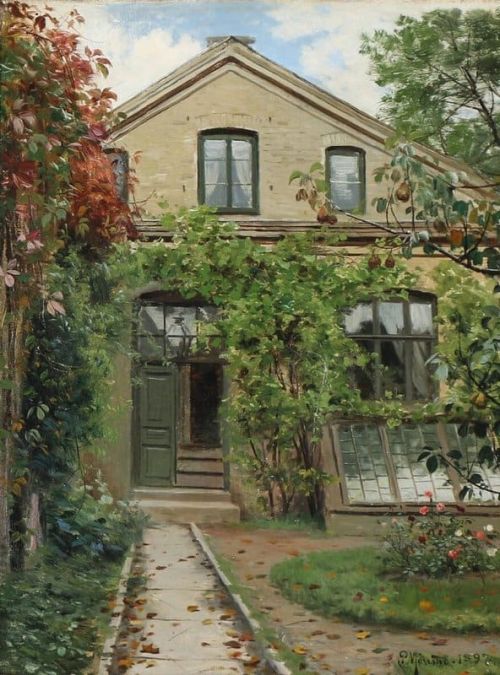 Monsted Peder View From A House With A Garden In Early Autumn 1897 canvas print