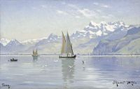Monsted Peder View Of Lake Vevey 1890