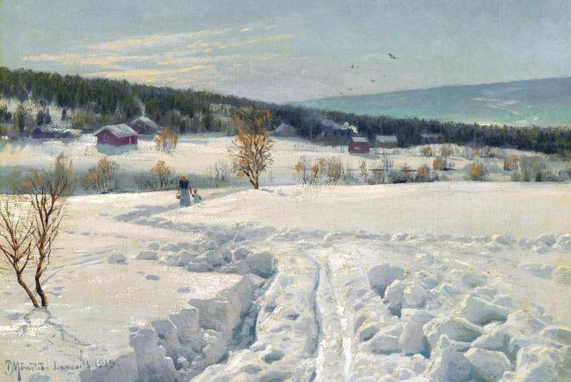 Monsted Peder Winter Landscape At Langseth Near Lillehammer In Norway 1919 canvas print