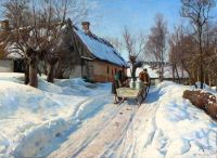 Monsted Peder Winter Landscape With A Milkman In Hoje Taastrup canvas print
