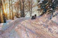 Monsted Peder Winter Landscape With Sleigh 1918 canvas print