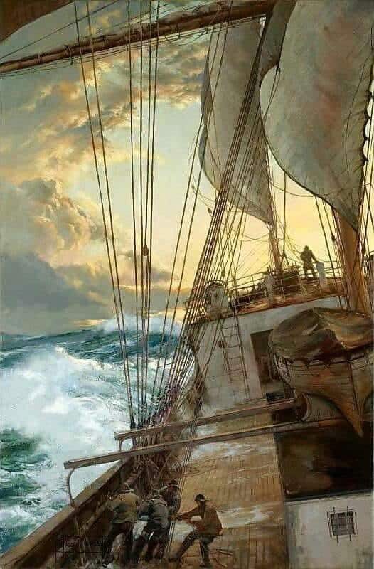 Montague Dawson Rising Wind 1969 canvas print