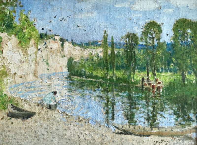 Montezin Pierre Lavandiere Au Bord De La Riviere 1910 canvas print
