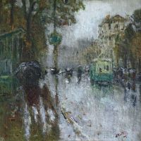 Montezin Pierre Paris In The Rain Ca. 1910 طباعة قماش