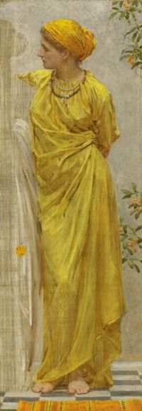 Moore Albert Joseph Stehende Figur in Gelb und Orange. Studie für Topas Ca. Leinwanddruck von 1879