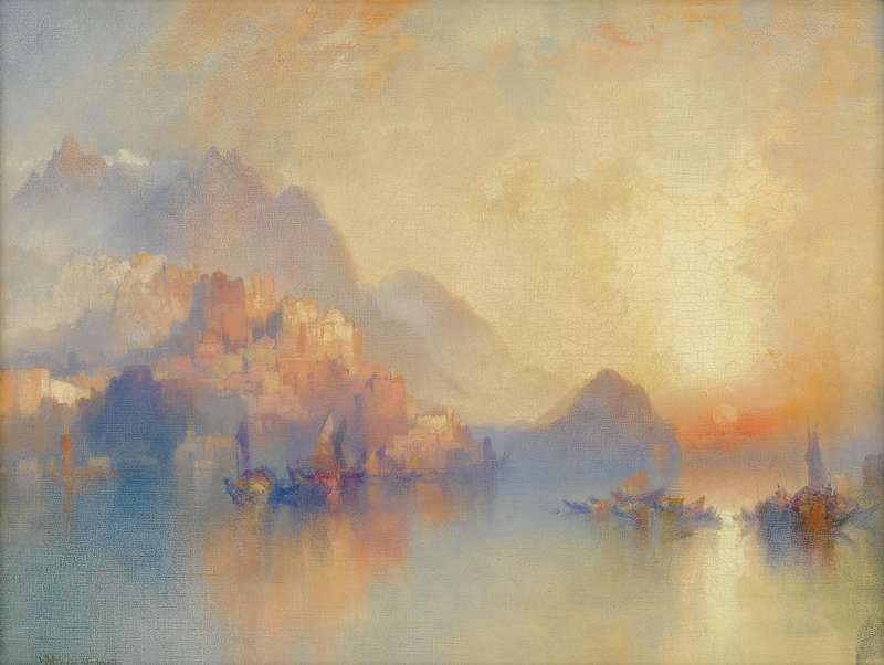 Moran Thomas A Hillside Village At Sunset 1918 canvas print