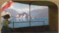 Morbelli Angelo A Boat On Lake Maggiore canvas print