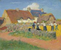 Moret Henry drescht Weizen im Dorf 1894