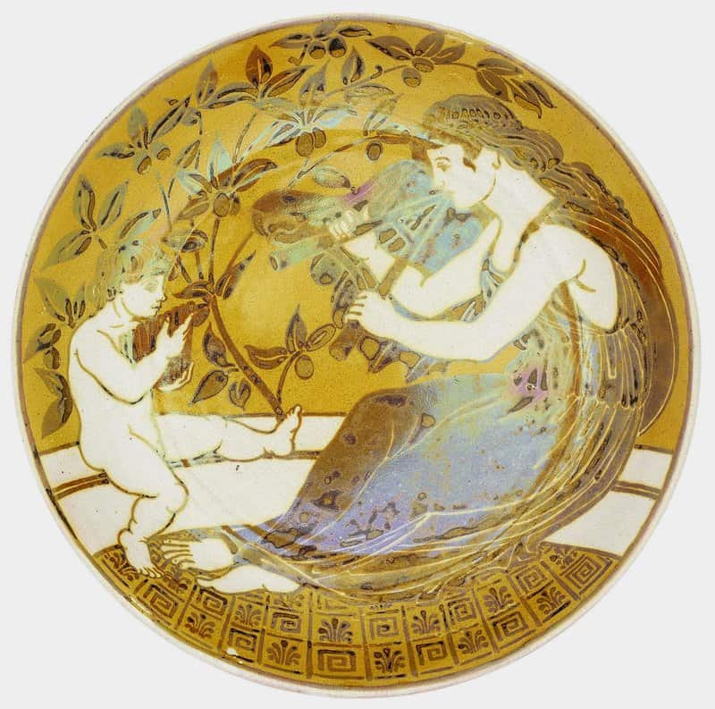 Morgan William De A Lustre Charger With Classical Female And Child Ca. 1880 canvas print