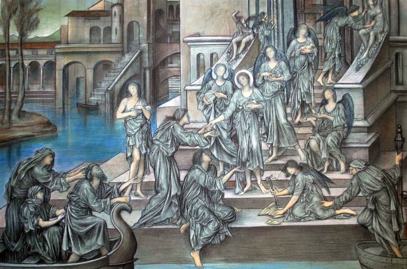 Morgan William De Compositional Study For St. Christina Giving Her Father S Jewels To The Poor canvas print