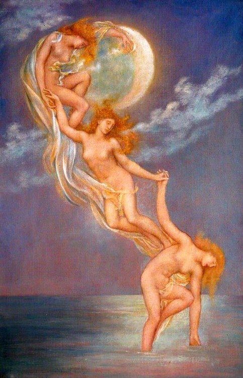 Morgan William De Moonbeams Dipping Into The Sea 1918 canvas print