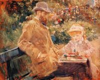 Morisot Berthe Eugene Manet And His Daughter At Bougival 1881 canvas print