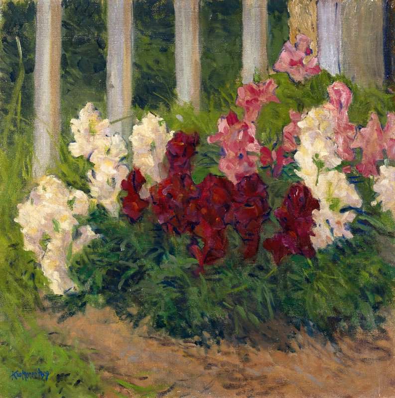 Moser Koloman Flowers Before A Garden Fence 1909 canvas print