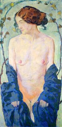 Moser Koloman Standing Nude With Blue Robe canvas print