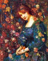 Mostyn Dorothy Flora Woman In A Green Dress Amongst Growing Roses Ca. 1904 canvas print