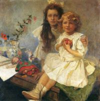 Mucha Alphonse Jaroslava y Jiri los niños del artista 1919
