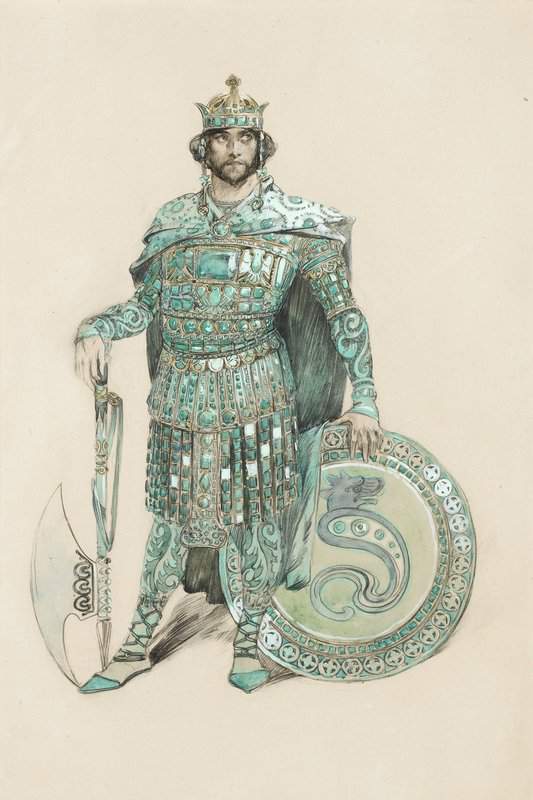 Mucha Alphonse Man Wearing An Armour Costume Project For La Princesse Lointaine Ca. 1895 canvas print