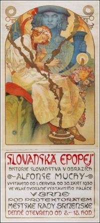 Cartel de Mucha Alphonse para la exposición de la epopeya eslava
