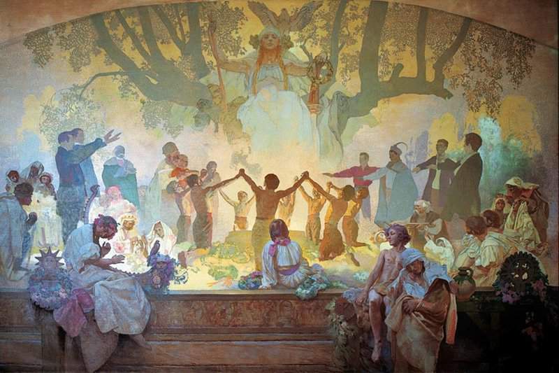 Mucha Alphonse The Oath Of Omladina Under The Slavic Linden Tree 1926 canvas print