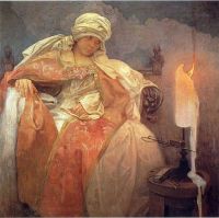 Mucha Alphonse Woman With A Burning Candle 1933 canvas print