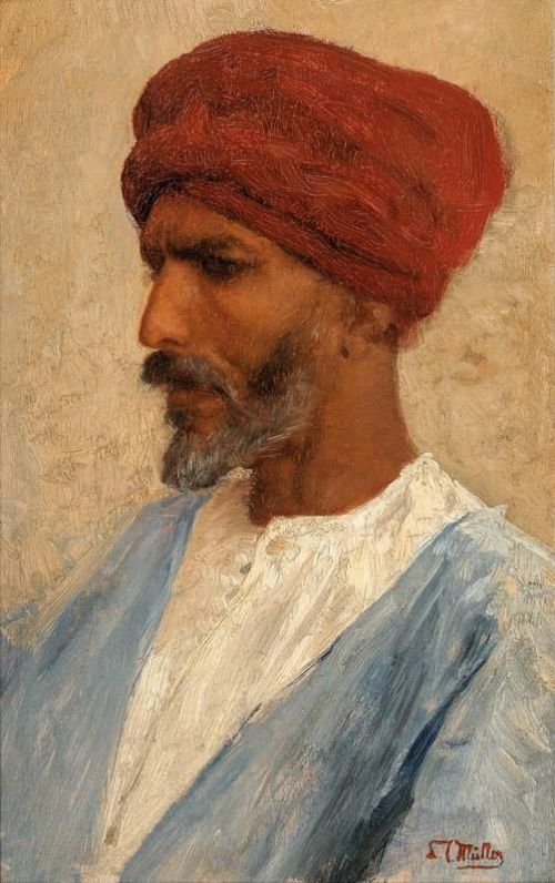 Muller Leopold Carl Man In A Red Turban canvas print