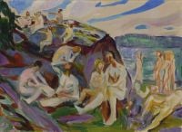 Munch Edvard Bagnanti Sulle Rocce