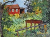 Munch Edvard Garten mit rotem Haus 1882