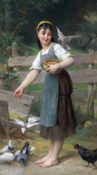 Munier Emile Feeding The Doves 1890
