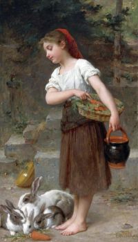 منير إميل يطعم الأرانب 1888