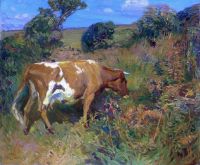 Munnings Alfred James Eine Kuh in einer Landschaft Ca. 1910