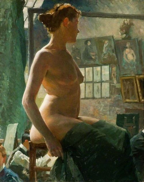 Munnings Alfred James A Female Nude Seated At Julian S Atelier Rue Du Dragon 1902 canvas print