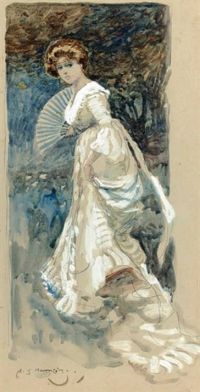 Munnings Alfred James A Lady With A Fan